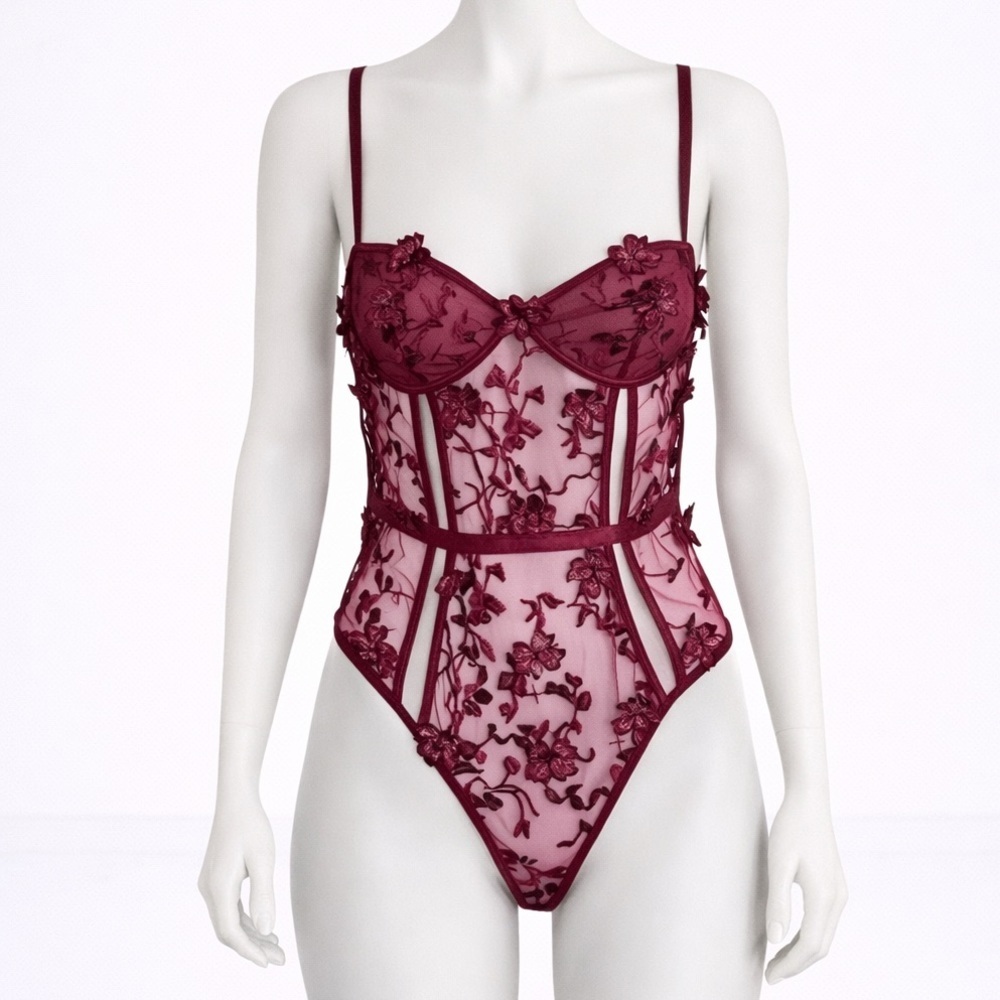 Butterfly Mesh Applique BodySuit size S